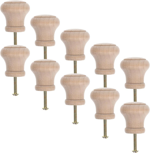 OSALADI 10pcs Round Wooden Cabinet Knobs Solid Wood Drawer Pulls Unfinished Furniture