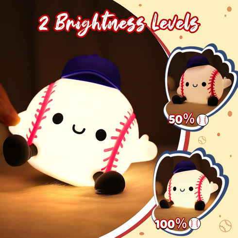 Dimmable Attivilife Baseball Night Light, Baseball Gifts for Boys, Soft Silicone Nursery Bedroom Bedside Decor