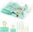 Cute Paper Clips and Binder Clips Combo Set, 165 Pcs Assorted Size Office Supplies, Green