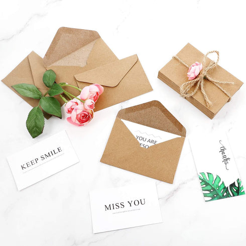 Gift Cards Envelopes, Mini Brown Kraft Envelopes for Small Gift Cards, 4 x 2.76 inches, 400 Pieces