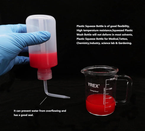 Plastic Wash Bottle 2 PCS LDPE Squeeze Bottles Economical Plastic Squeeze Bottle, for Chemistry,Medical, Tattoo,science lab & Gardening Various industries(250ML/500ML)