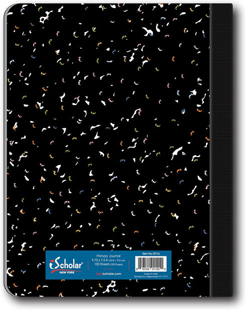 iScholar Primary Composition Book, Journal, Unruled Top, .5 Inch Ruled Bottom Half, 100 Sheets, 9.75 x 7.5 Inches, Black Marble (10116) by iScholar