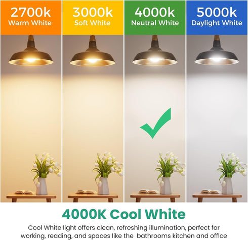 A19 Bulbs 60 E26 Bulbs, 4000K Lightbulbs, 9W 800 85+ 120V, Non-Dimmable, 6 Pack TJOY LED Light Watt Equivalent