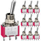Toggle Switch AC 5A/125V 2A/250V, 3 Pin Terminals On/Off/On 3 Position SPDT Mini Toggle Switch, 10Pcs