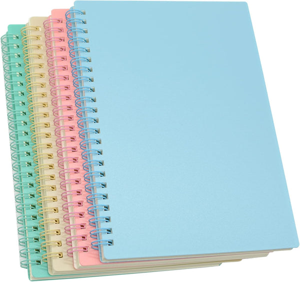 Yansanido Spiral Notebook, 4 Pcs, 8.3 Inch x 5.9 Inch, A5 Thick Plastic Hardcover, 80 Sheets - 160 Pages Journals for