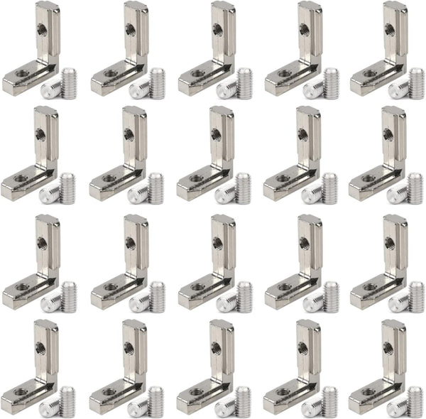 20pcs/lot 1" x 1" Aluminum Extrusion Profiles - 1010 Series L-Shape Interior Corner Connector Joint Bracket