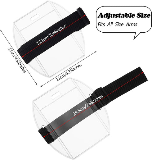 Outus Arm Badge Holder Armband ID Card Holder with Adjustable Black Strap, Universal Size, 10 Pcs