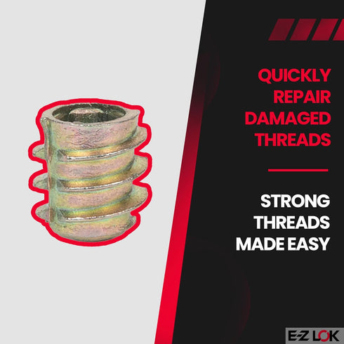 E-Z LOK Hex Threaded Inserts for Soft Wood, Zinc Alloy Flush Thread Insert 10-24 x 10mm Length, Pack of 50