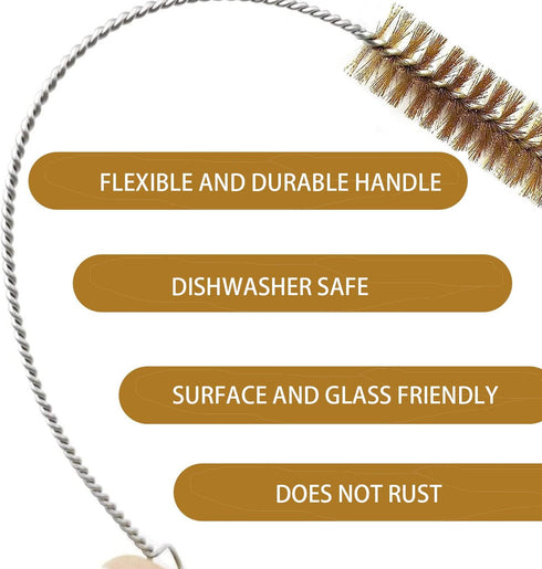 7pcs Brass Wire Tube Brush Set, 11-Inch Long Brushes for Deep Cleaning Metal, Pipes, Bottles, Gold