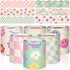 Whaline 196.8ft Pastel Boho Bulletin Board Borders, Daisy Flower Checkered Die-Cut Trim for Classroom Office