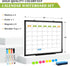 Dry Erase Calendar Whiteboard for Wall, 24" x 18" Magnetic Monthly White Board, Black Aluminum Frame for Planning,