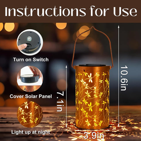 1 Pack DIBIEECN Mothers Day Gifts for Mom, Birthday Gifts Grandma Ladies Solar Lanterns Outdoor Hanging Hollowed-Out