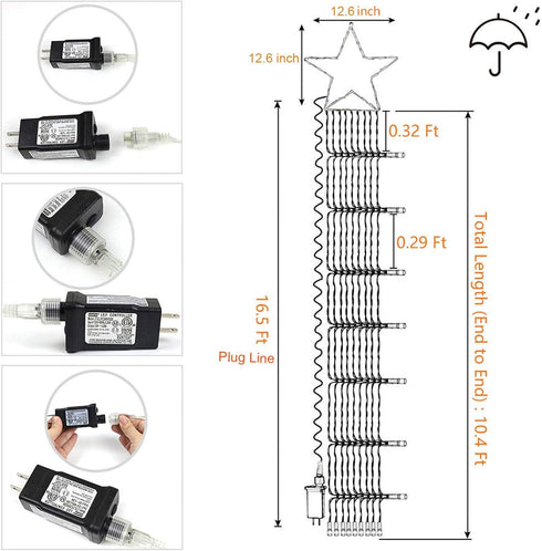 320 8 FUNIAO Outdoor Christmas Star Lights LED Waterfall Christmas Tree Lights Lighting Modes Outdoor Christmas