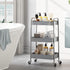TOOLF 3-Tier Rolling Cart, Metal Utility Cart with Lockable Wheels, Easy Assembly for Office, Kitchen, and More