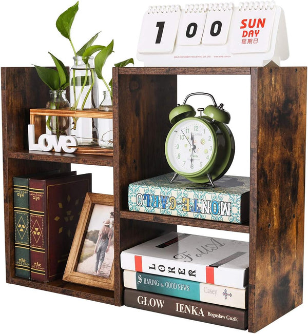 PAG Desktop Shelf Freestanding Wooden Small Bookshelf Desk Supplies Organizers and Accessories