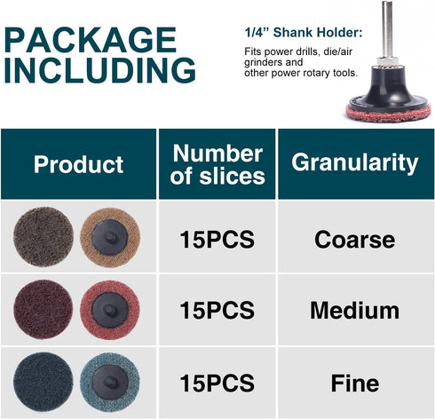 S SATC 46PCS Sanding Discs 2 Inch Roll Lock Quick Change Discs with 1/4'' Holder for Die Grinder