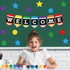 Whaline 57 Pieces Colorful Pencil Design Welcome Bulletin Board Set Back Banner Star Dots Shape Cutouts for Classroom