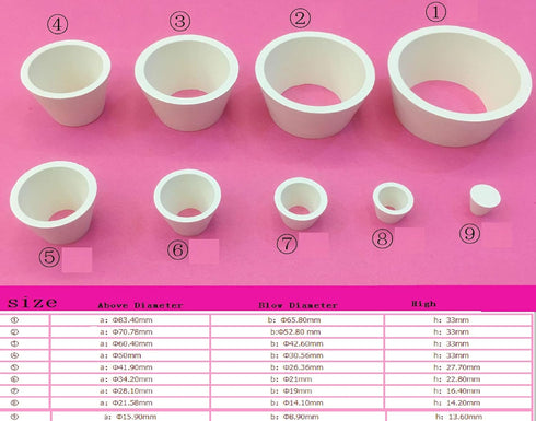 9 Count Filter Adapter Cones Set - Buchner Funnel Flask Adapter Set with Tapered Collar