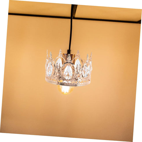 7.08 Inch TEHAUX Crystal Crown Pendant Lamp Accessory, Metal and Glass Chandelier Decoration for Ceiling Light Fixture