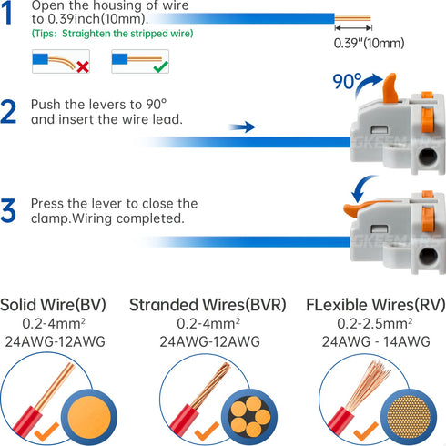 GKEEMARS 20Pcs Quick Wire Splitter Connector, 3 Way T-Shape Connectors for Circuit Inline 24-12 AWG (Orange)