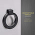 6Pcs Round Single Hole Cabinet Ring Pull Handles - Matte Black Knobs for Drawer, Dresser, Cupboard, Wardrobe