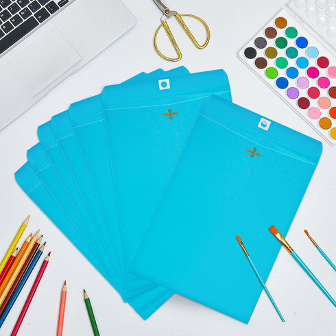 Geyee 100 Pcs Clasp Manilla Envelopes for Storing or Mailing (Blue, 6 x 9 Inch)