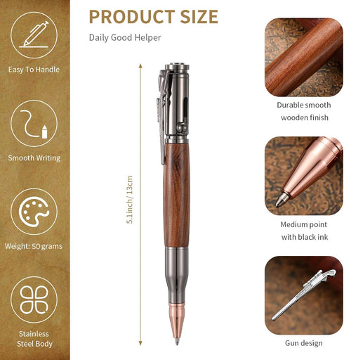 Crtiin 3 Sets Bullet Pens for Men Bolt Pen Bullet Pen for Pen Lover with Pen Gift Box and Black Ink Refills for Thanksgiving Christmas Valentine's Day Gifts by Crtiin