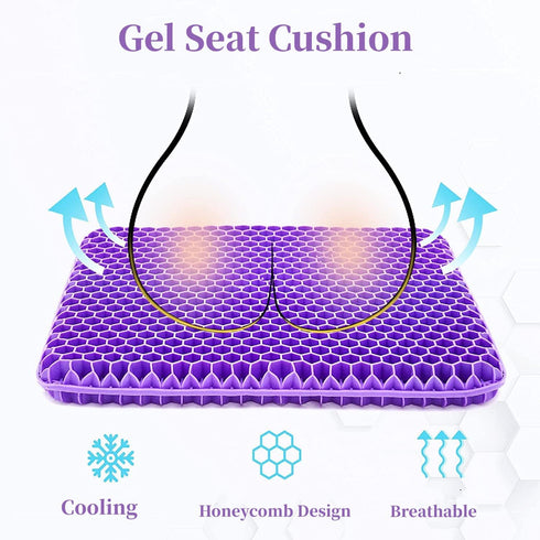 Gel Seat Cushion for Long Sitting, Double Thick Office Desk Cushion for Back, Hip, Sciatica Pain Relief, Cooling Game