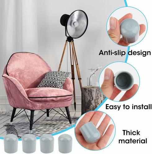 weigongr 7/8 Inch 12Pcs Folding Chair Leg Caps, Plastic Chair Leg Caps Heavy Duty Chair Caps for Legs Glides Round