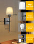 Set 2: 8000mAh Dimmable TOOWELL Battery Operated Wall Sconce of Black Rechargeable Wall Lights Fixtures LED with Remote