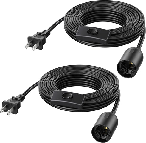 Cable Matters 2-Pack Plug in Hanging Light Cord with Switch - 15ft,