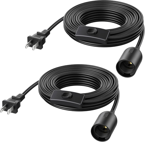 Cable Matters 2-Pack Plug in Hanging Light Cord with Switch - 15ft,