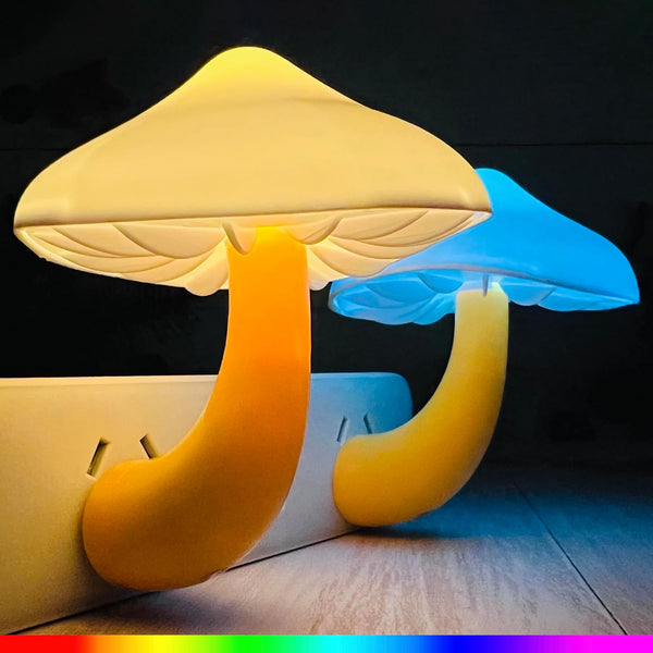 Sensor LED Mushroom Night Lights - 2Pack Plug into Wall 7 Color