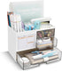 Desk Organizer with 3 Drawers, Multi-Functional Pencil Pen Holder, 5 Compartments, White Desktop Organizer