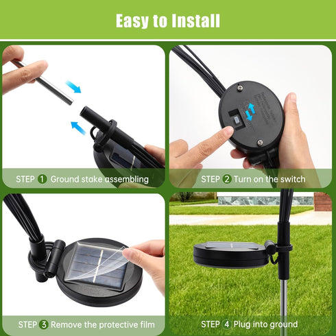 4 Pack 32 Flumy Solar Garden Lights Outdoor - LED Firefly Lights Waterproof, Garden Decorations for Yard Patio Pathway