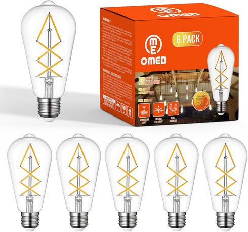 Fishbone Filament LED Edison Bulbs, 60 Watt Equivalent ST64 E26, Dimmable Vintage Light Bulbs, 600 Lumen, 4000K Daylight