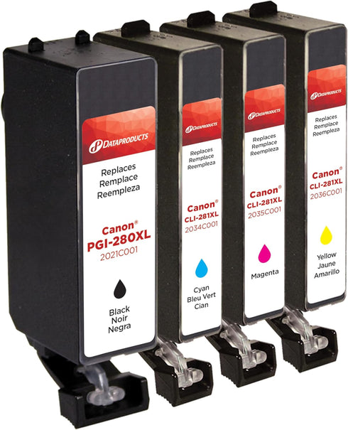 Dataproducts Remanufactured Ink Cartridges Replacement for Canon PGI-281XL/CLI-281XL (4-Pack)