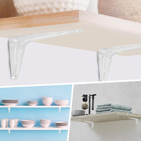 suiwotin 12pcs 4 Inch 3x4 Inch Shelf Brackets, Heavy Duty L Bracket, Shelf Corner Brace Right Angle Bracket, Floating
