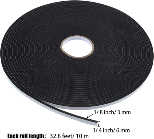 Tatuo Double Sided Foam 1/8 Inch Mounting Adhesive Thick Tape, 3 Rolls (1/4 Inch Wide by 32.8 Feet)