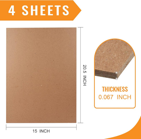 Lineco Neutral pH Binder Board, Acid Free Unbuffered 100 PT, 15''x20.5'', Pack of 4