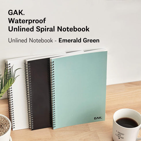 Stone Paper Notebook | No Lines Spiral Notebook Waterproof Sheet Aesthetic Journal for Note Taking | Notebooks for Work & Aesthetic School Supplies | Medium Size, Green (5.8”x8.3”, 50 sheets) by GAK.