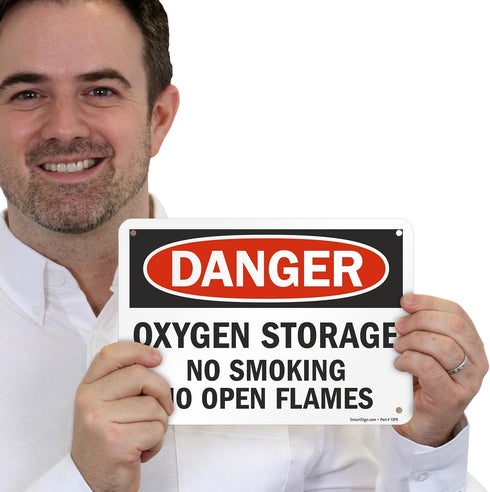 SmartSign S-5904-PL-10 Danger - Oxygen Storage, No Smoking Sign, 7" x 10" Plastic