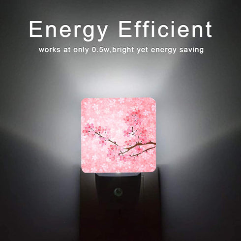 Oeaskly 0.5W Cherry Blossoms Night Light,Spring Flower Night Lights Plug into Wall with Dusk to Dawn Light Sensors Dim