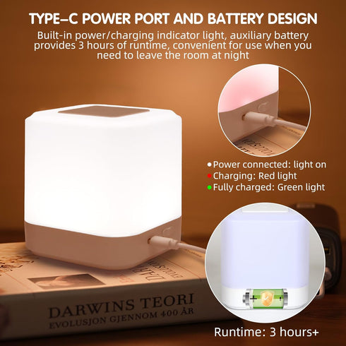 LIPKAHH Dimmable Touch Lamp for Nightstand,Speech Control Bedside Lamp Touch Control for Bedrooms,Smart Rechargeable