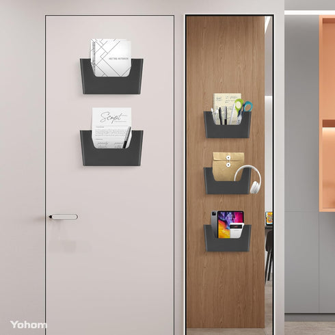 YOHOM 5 PCS Single Pocket Mail Holder, Hanging Wall File Organizer, Vertical Magazine Rack for Desk and Office
