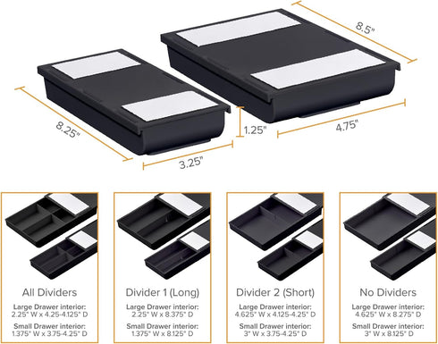 Bostitch Konnect Under Desk Drawer, Self-Adhesive Slide Out Storage Organizer with 4 Customizable Dividers, 2-Pack by Bostitch Office