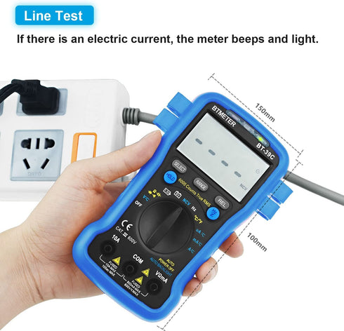 BTMETER BT-39C True RMS Multimeter, Auto Range Digital Avometer 6000 Counts Accurate Measures