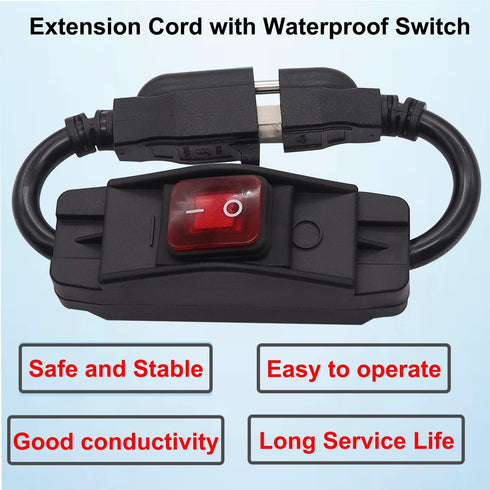 TWTADE 3 Prong Heavy Duty Extension Cord with Waterproof Inline Switch On/Off, 14AWG 1.5FT Power Cords