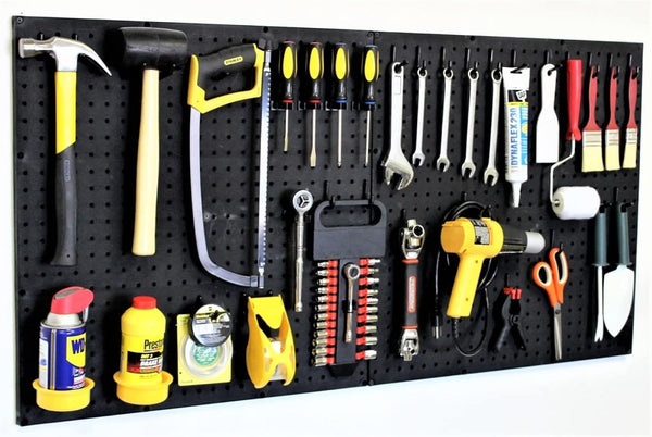 WallPeg Pegboard Wall Organizer Kit - 48" Wide, 2 Pegboard Panels & 36 Locking Hooks for Garage Organization