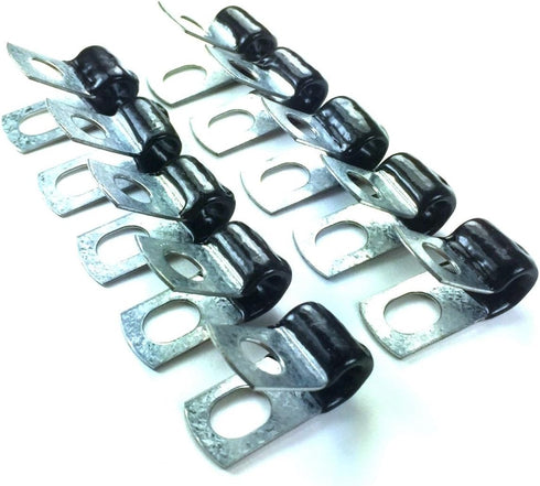 The Stop Shop Brake Line Clip Set for 3/16" tube. Pack of 10. Steel with Rubber Insulation by The Stop Shop